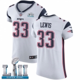 Men's Nike New England Patriots #33 Dion Lewis White Vapor Untouchable Elite Player Super Bowl LII NFL Jersey