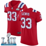 Men's Nike New England Patriots #33 Dion Lewis Red Alternate Vapor Untouchable Elite Player Super Bowl LII NFL Jersey