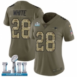 Women's Nike New England Patriots #28 James White Limited Olive/Camo 2017 Salute to Service Super Bowl LII NFL Jersey