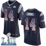 Men's Nike New England Patriots #14 Brandin Cooks Elite Navy Blue Home Drift Fashion Super Bowl LII NFL Jersey