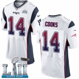 Men's Nike New England Patriots #14 Brandin Cooks Elite White Road Drift Fashion Super Bowl LII NFL Jersey