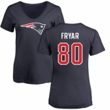 NFL Women's Nike New England Patriots #80 Irving Fryar Navy Blue Name & Number Logo Slim Fit T-Shirt