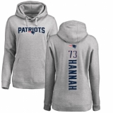 NFL Women's Nike New England Patriots #73 John Hannah Ash Backer Pullover Hoodie