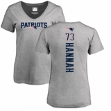 NFL Women's Nike New England Patriots #73 John Hannah Ash Backer V-Neck T-Shirt