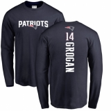 NFL Nike New England Patriots #14 Steve Grogan Navy Blue Backer Long Sleeve T-Shirt
