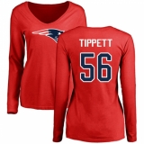 NFL Women's Nike New England Patriots #56 Andre Tippett Red Name & Number Logo Slim Fit Long Sleeve T-Shirt