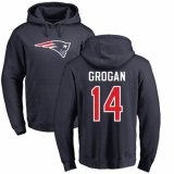 NFL Nike New England Patriots #14 Steve Grogan Navy Blue Name & Number Logo Pullover Hoodie