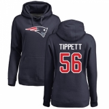 NFL Women's Nike New England Patriots #56 Andre Tippett Navy Blue Name & Number Logo Pullover Hoodie