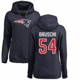 NFL Women's Nike New England Patriots #54 Tedy Bruschi Navy Blue Name & Number Logo Pullover Hoodie