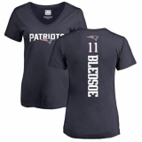 NFL Women's Nike New England Patriots #11 Drew Bledsoe Navy Blue Backer T-Shirt