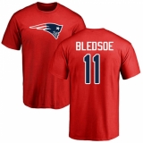 NFL Nike New England Patriots #11 Drew Bledsoe Red Name & Number Logo T-Shirt