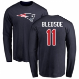 NFL Nike New England Patriots #11 Drew Bledsoe Navy Blue Name & Number Logo Long Sleeve T-Shirt