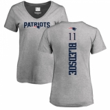 NFL Women's Nike New England Patriots #11 Drew Bledsoe Ash Backer V-Neck T-Shirt