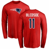 NFL Nike New England Patriots #11 Drew Bledsoe Red Name & Number Logo Long Sleeve T-Shirt