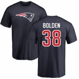 NFL Nike New England Patriots #38 Brandon Bolden Navy Blue Name & Number Logo T-Shirt