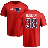 NFL Nike New England Patriots #38 Brandon Bolden Red Name & Number Logo T-Shirt