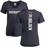 NFL Women's Nike New England Patriots #38 Brandon Bolden Navy Blue Backer T-Shirt