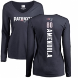 NFL Women's Nike New England Patriots #80 Danny Amendola Navy Blue Backer Slim Fit Long Sleeve T-Shirt