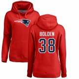 NFL Women's Nike New England Patriots #38 Brandon Bolden Red Name & Number Logo Pullover Hoodie