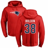 NFL Nike New England Patriots #38 Brandon Bolden Red Name & Number Logo Pullover Hoodie