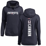 NFL Women's Nike New England Patriots #61 Marcus Cannon Navy Blue Backer Pullover Hoodie