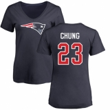 NFL Women's Nike New England Patriots #23 Patrick Chung Navy Blue Name & Number Logo Slim Fit T-Shirt