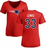NFL Women's Nike New England Patriots #33 Dion Lewis Red Name & Number Logo Slim Fit T-Shirt