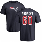 NFL Nike New England Patriots #60 David Andrews Navy Blue Name & Number Logo T-Shirt