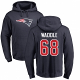 NFL Nike New England Patriots #68 LaAdrian Waddle Navy Blue Name & Number Logo Pullover Hoodie