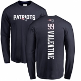 NFL Nike New England Patriots #99 Vincent Valentine Navy Blue Backer Long Sleeve T-Shirt