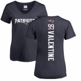 NFL Women's Nike New England Patriots #99 Vincent Valentine Navy Blue Backer T-Shirt