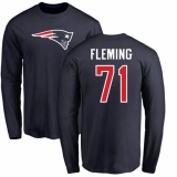 NFL Nike New England Patriots #71 Cameron Fleming Navy Blue Name & Number Logo Long Sleeve T-Shirt