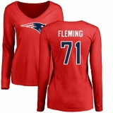 NFL Women's Nike New England Patriots #71 Cameron Fleming Red Name & Number Logo Slim Fit Long Sleeve T-Shirt