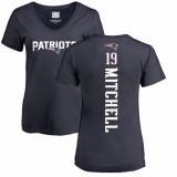 NFL Women's Nike New England Patriots #19 Malcolm Mitchell Navy Blue Backer T-Shirt