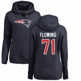 NFL Women's Nike New England Patriots #71 Cameron Fleming Navy Blue Name & Number Logo Pullover Hoodie