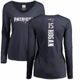 NFL Women's Nike New England Patriots #15 Chris Hogan Navy Blue Backer Slim Fit Long Sleeve T-Shirt