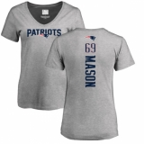 NFL Women's Nike New England Patriots #69 Shaq Mason Ash Backer V-Neck T-Shirt