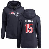 NFL Women's Nike New England Patriots #15 Chris Hogan Navy Blue Name & Number Logo Pullover Hoodie