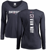 NFL Women's Nike New England Patriots #53 Kyle Van Noy Navy Blue Backer Slim Fit Long Sleeve T-Shirt