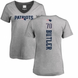 NFL Women's Nike New England Patriots #70 Adam Butler Ash Backer V-Neck T-Shirt