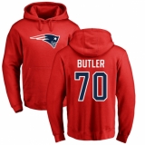 NFL Nike New England Patriots #70 Adam Butler Red Name & Number Logo Pullover Hoodie