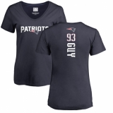 NFL Women's Nike New England Patriots #93 Lawrence Guy Navy Blue Backer T-Shirt