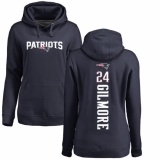 NFL Women's Nike New England Patriots #24 Stephon Gilmore Navy Blue Backer Pullover Hoodie