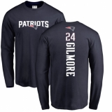 NFL Nike New England Patriots #24 Stephon Gilmore Navy Blue Backer Long Sleeve T-Shirt