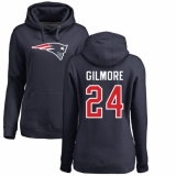 NFL Women's Nike New England Patriots #24 Stephon Gilmore Navy Blue Name & Number Logo Pullover Hoodie