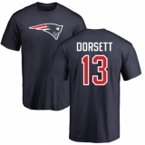 NFL Nike New England Patriots #13 Phillip Dorsett Navy Blue Name & Number Logo T-Shirt