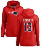 NFL Women's Nike New England Patriots #13 Phillip Dorsett Red Name & Number Logo Pullover Hoodie