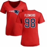 NFL Women's Nike New England Patriots #98 Trey Flowers Red Name & Number Logo Slim Fit T-Shirt