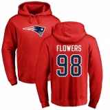 NFL Nike New England Patriots #98 Trey Flowers Red Name & Number Logo Pullover Hoodie