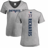 NFL Women's Nike New England Patriots #37 Jordan Richards Ash Backer V-Neck T-Shirt